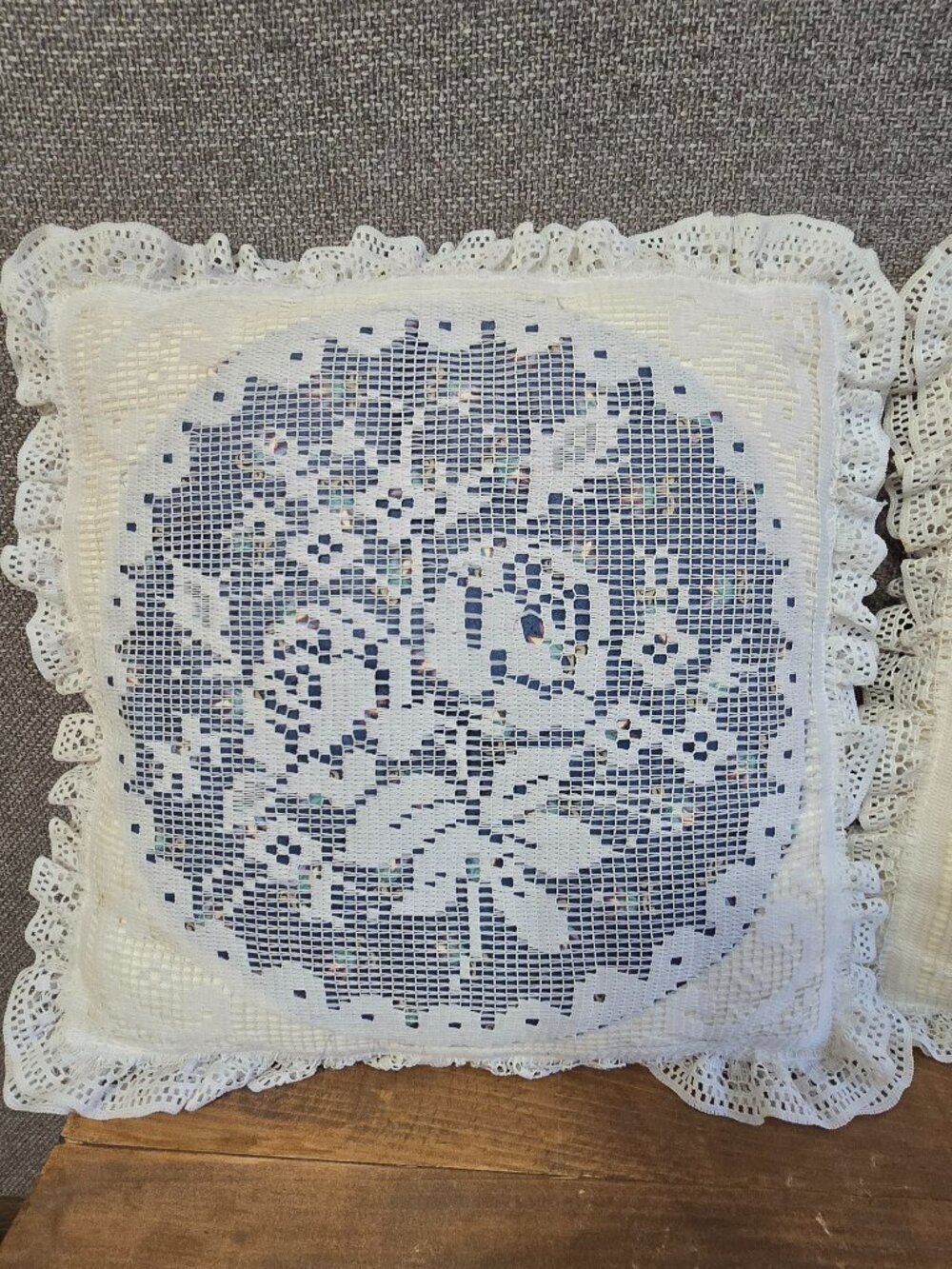 Vintage Shabby Chic Lace Ruffle Throw Pillows - Set of 2